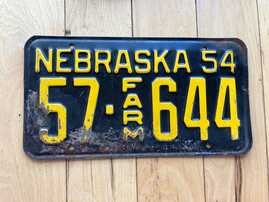 1954 Nebraska Farm License Plate