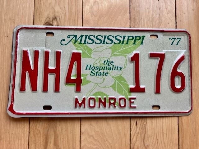 1977 Mississippi Monroe County License Plate