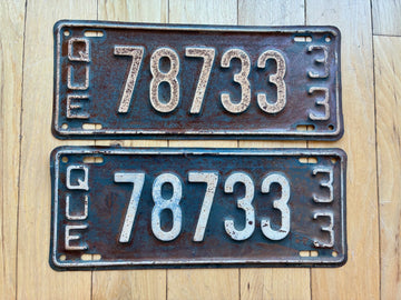 1933 Pair of Quebec License Plates