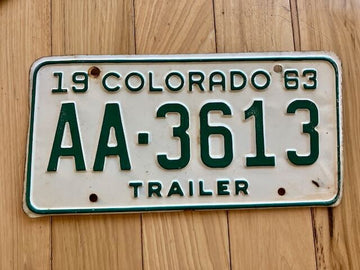 1963 Colorado Trailer License Plate