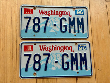1996 Pair of Washington State License Plates - Check With DOL First For YOM