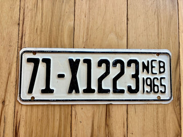 1965 Nebraska Farm Trailer License Plate