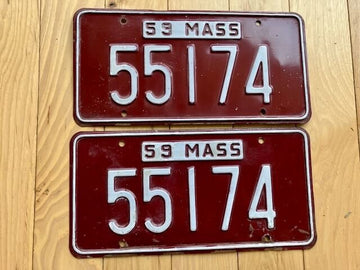 Pair of 1959 Massachusetts License Plates