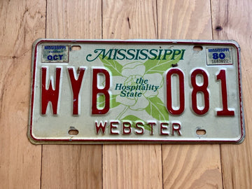 1980 Mississippi Webster County License Plate