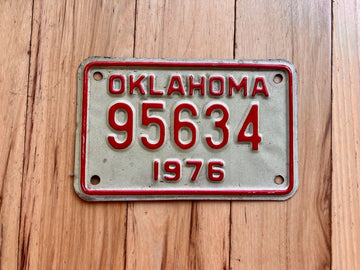 1976 Oklahoma Motorcycle License Plate