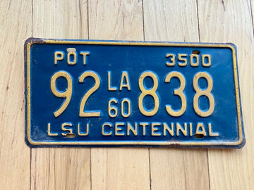 1960 Louisiana POT License Plate