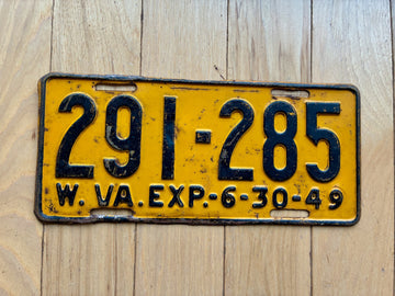 1949 West Virginia License Plate