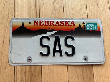 1999 Nebraska Vanity License Plate - SAS