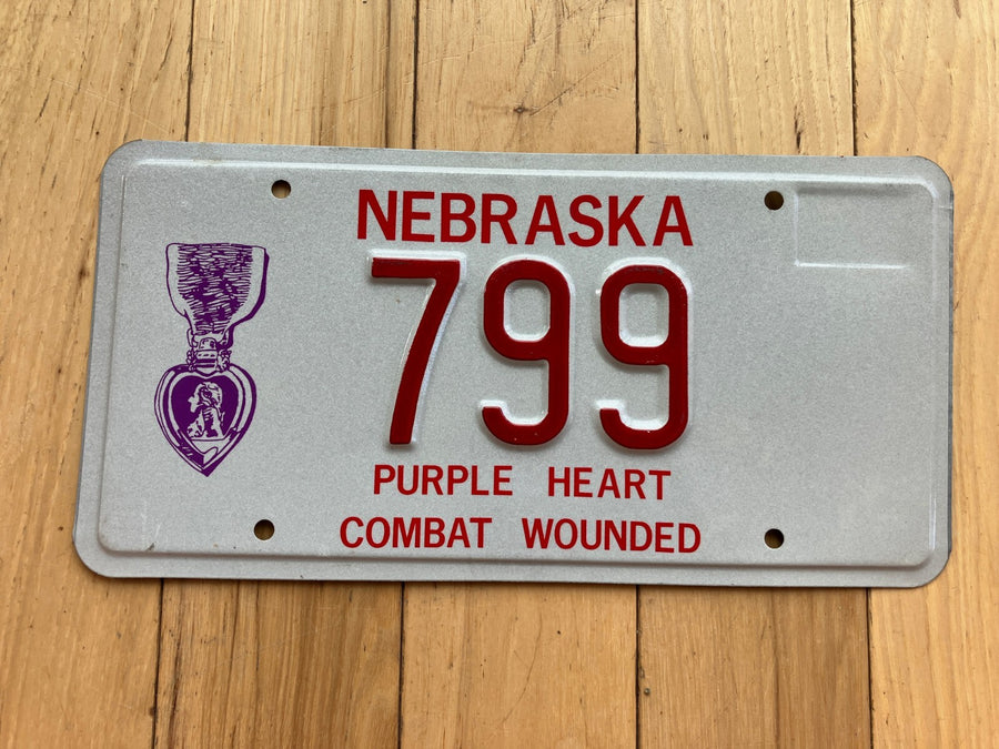 1999 Nebraska Purple Heart Combat Wounded License Plate