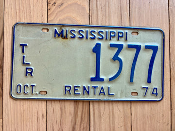 1974 Mississippi Trailer License Plate