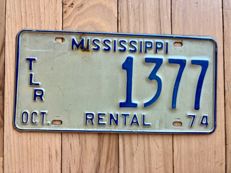1974 Mississippi Trailer License Plate