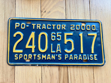 1965 Louisiana PO Tractor License Plate