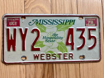1978 Mississippi Webster County License Plate