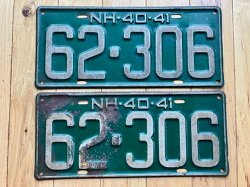1940/ 1941 New Hampshire License Plate Pair