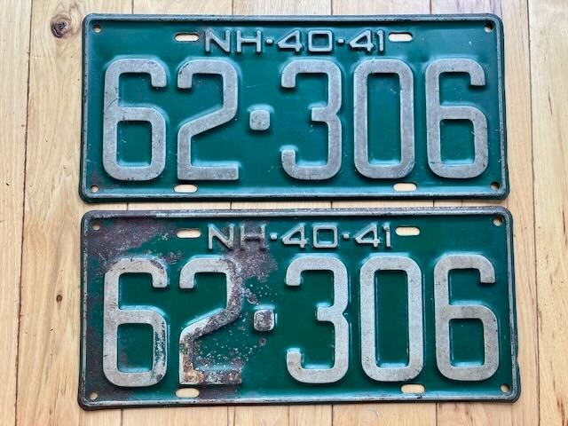 1940/ 1941 New Hampshire License Plate Pair