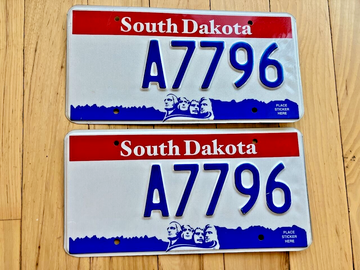 Pair Of 2001 Base South Dakota License Plates