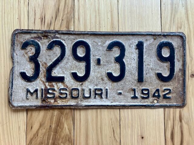 1942 Missouri License Plate