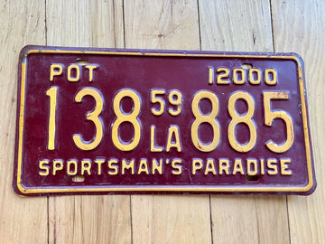 1959 Louisiana POT License Plate