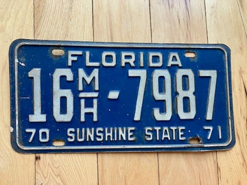 1970 1971 Florida Motor Home License Plate