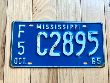 1965 Mississippi F5 License Plate
