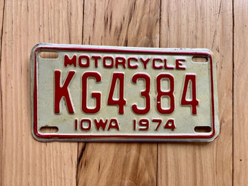 1974 Iowa Motorcycle License Plate