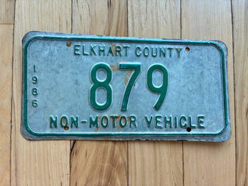 1986 Indiana Non Motor Vehicle/ Buggy License Plate