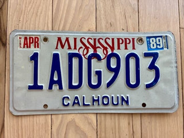 1989 Mississippi Calhoun County License Plate