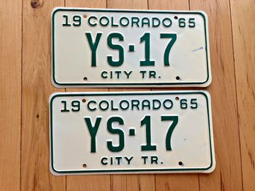 Pair of 1965 Colorado City Tractor License Plates