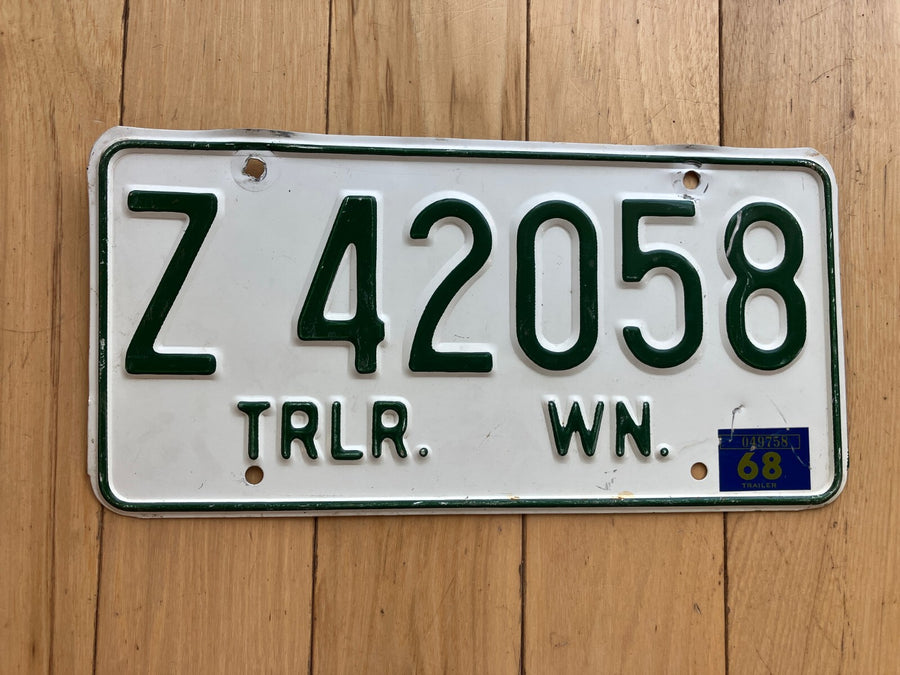 1968 Washington State Trailer License Plate