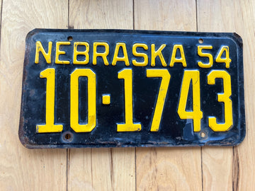 1954 Nebraska License Plate