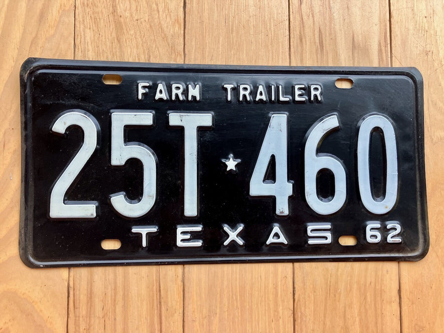 1962 Texas Farm Trailer License Plate