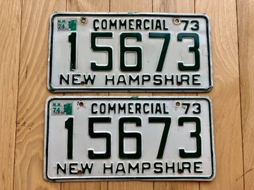 1973 New Hampshire License Plate Pair