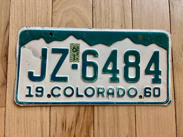 1960 Colorado License Plate W/ 1961 Tab