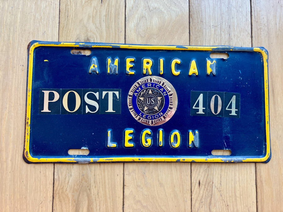 Vintage American Legion Post 404 Booster License Plate (1960s?)