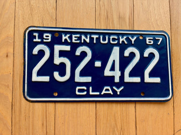 1967 Kentucky Clay County License Plate