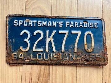1965 Louisiana Sportsman's Paradise License Plate