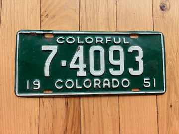 1951 Colorado License Plate