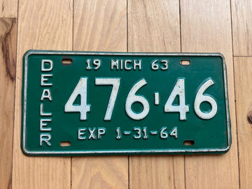 1963 1964 Michigan Dealer License Plate
