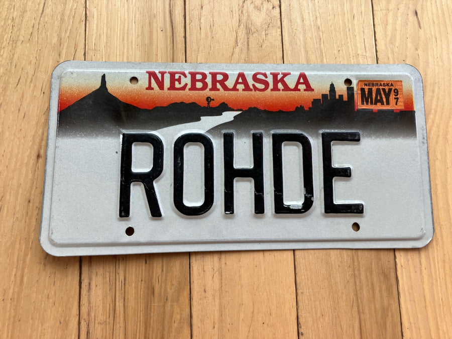 1997 Nebraska Vanity License Plate - ROHDE