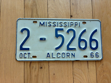 1966 Mississippi Alcorn County License Plate