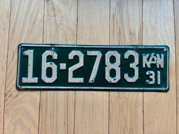 1931 Kansas License Plate