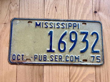 1975 Mississippi Public Service Commission License Plate