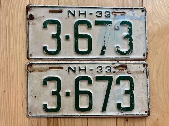 Pair of 1933 New Hampshire License Plates