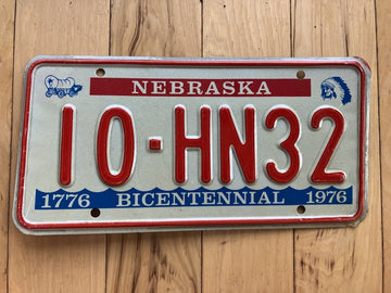 1976 Nebraska Bicentennial License Plate