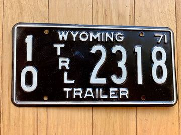 1971 Wyoming Trailer License Plate