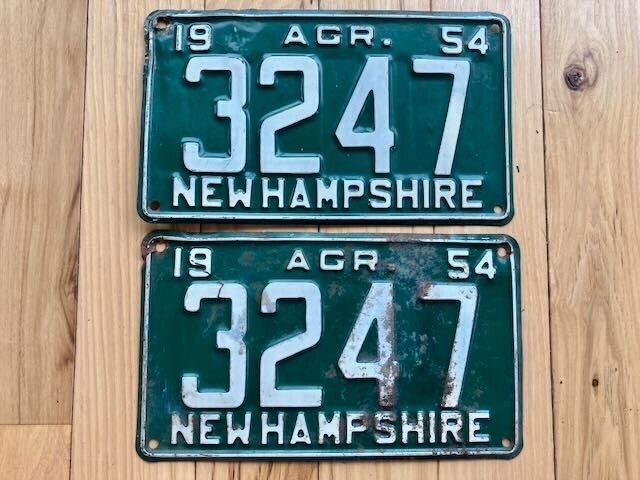 Pair of 1954 New Hampshire Agriculture License Plates
