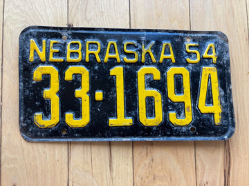 1954 Nebraska License Plate