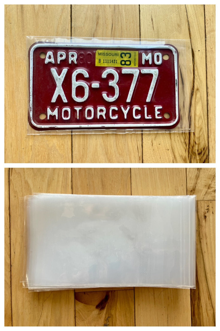 4.375x 7.375 Motorcycle License Plate Sleeves - 3 MIL High Clarity - USA Made