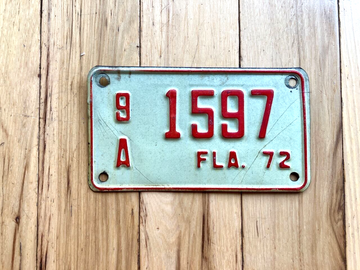 1972 Florida Motorcycle License Plate