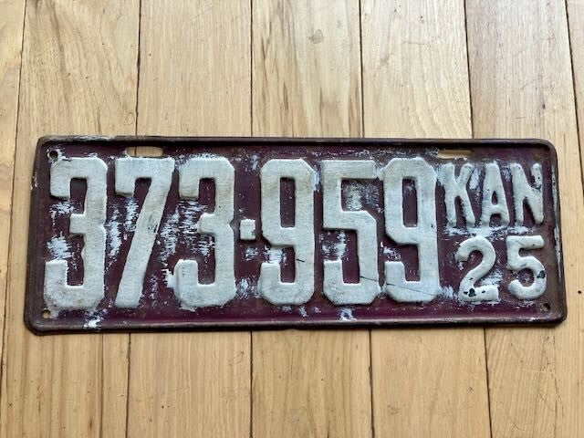 Poorly Repainted 1925 Kansas License Plate